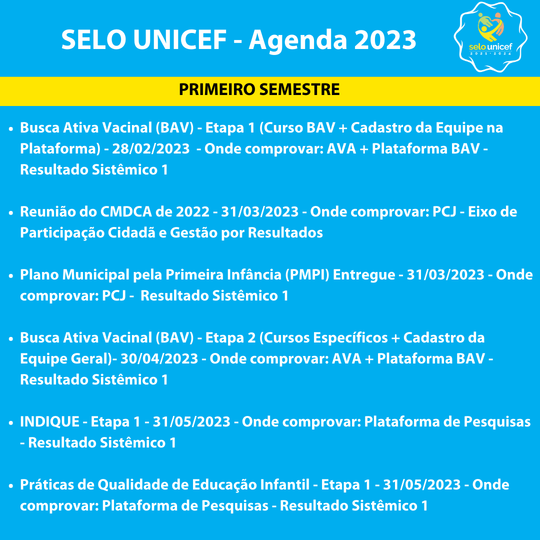 Agenda do Selo UNICEF já está disponível