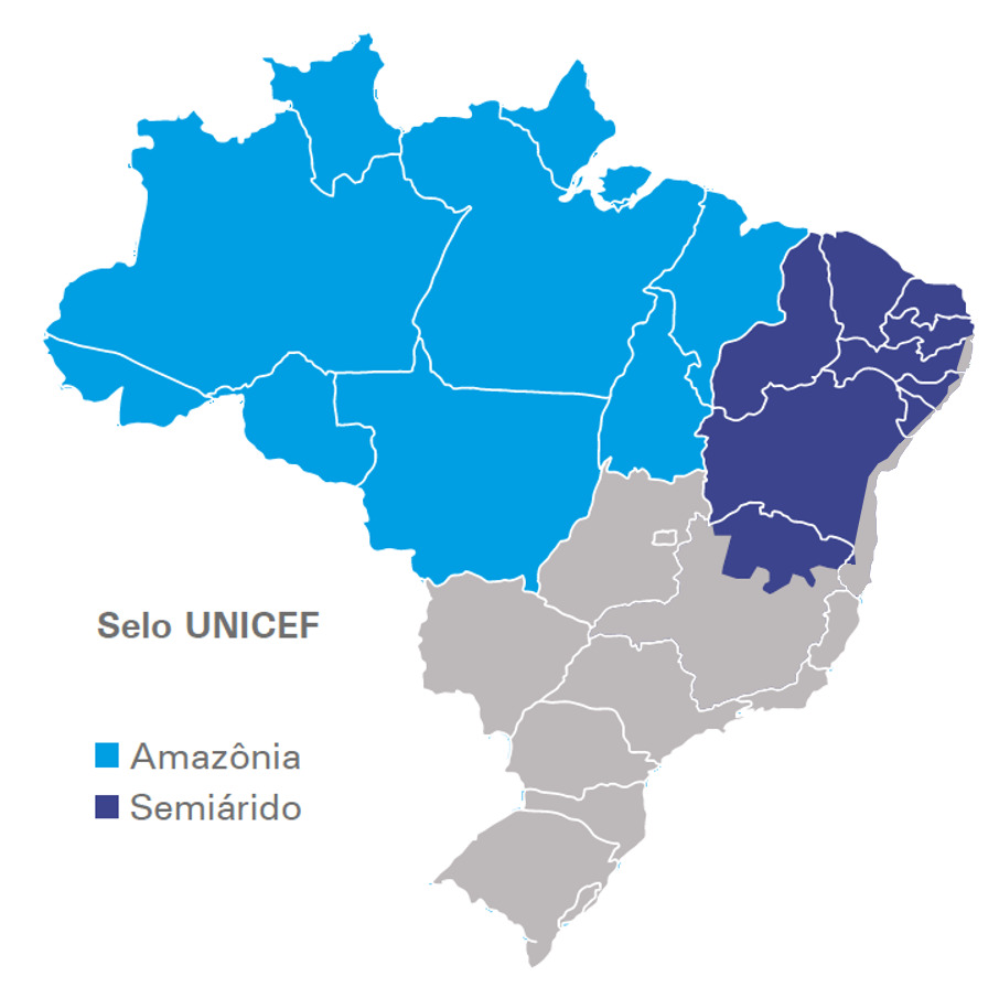 Um mapa do Brasil que destaca as áreas do Semiárido e da Amazônia Legal