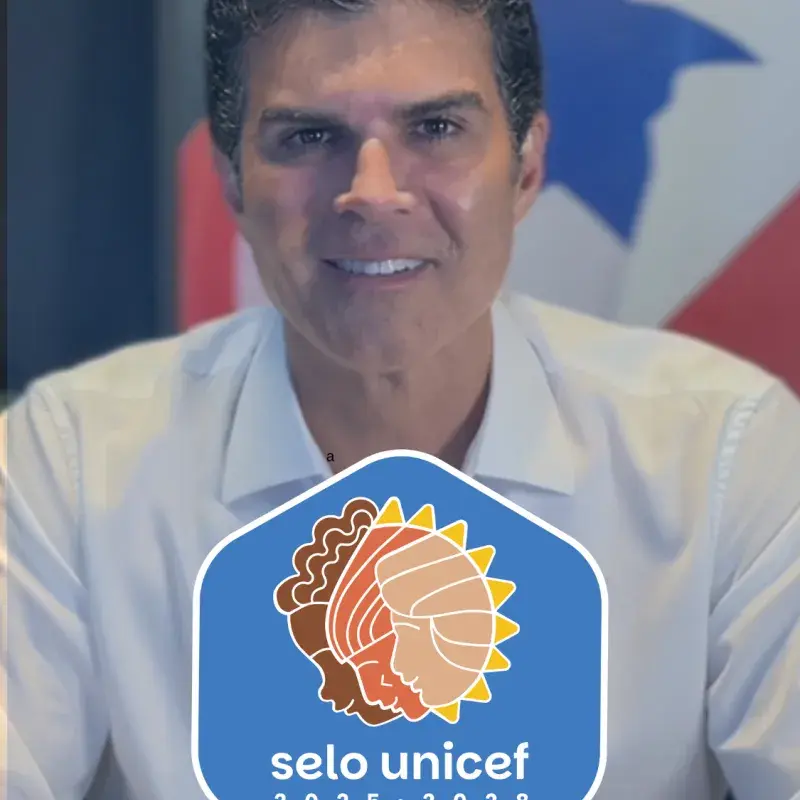 Helder Barbalho e logo do Selo UNICEF